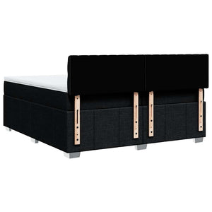 Κρεβάτι Boxspring με Στρώμα Μαύρο 200x200 εκ. Υφασμάτινο - Pakobazaar