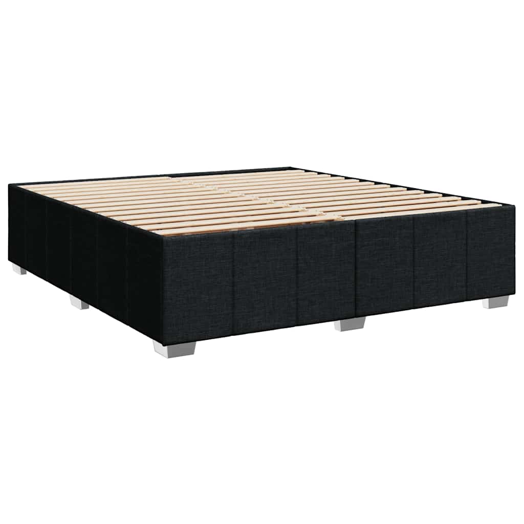 Κρεβάτι Boxspring με Στρώμα Μαύρο 200x200 εκ. Υφασμάτινο - Pakobazaar