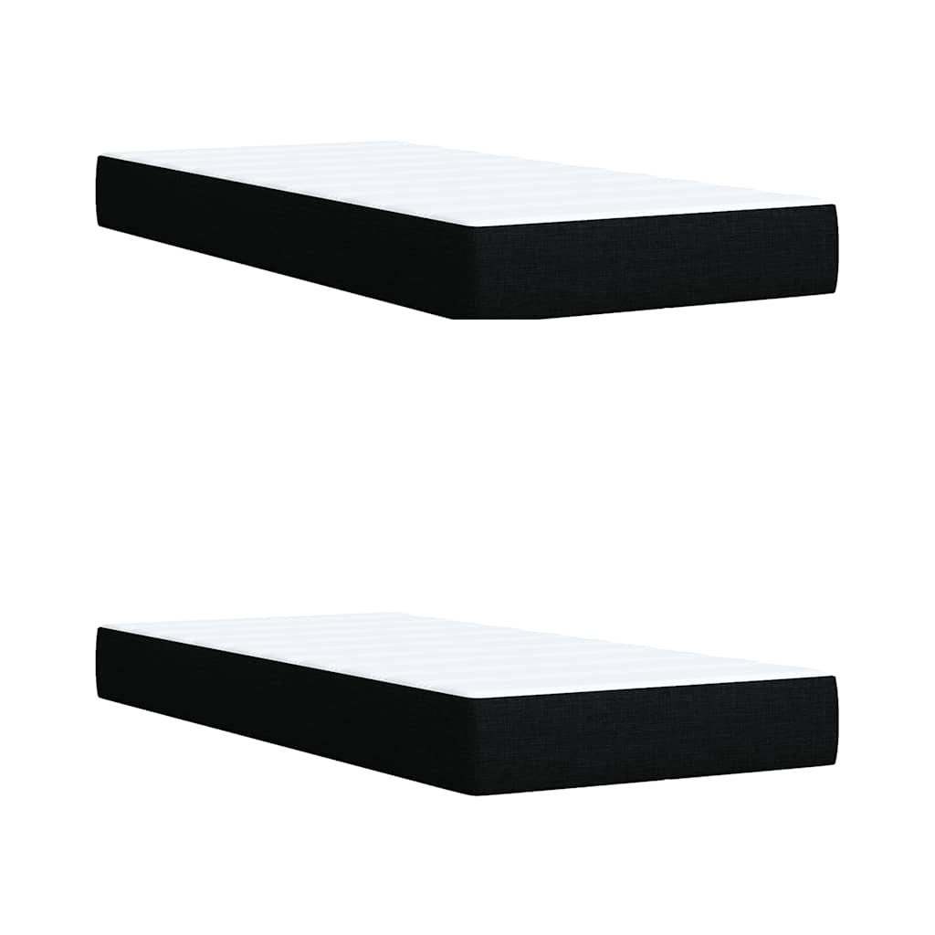 Κρεβάτι Boxspring με Στρώμα Μαύρο 200x200 εκ. Υφασμάτινο - Pakobazaar