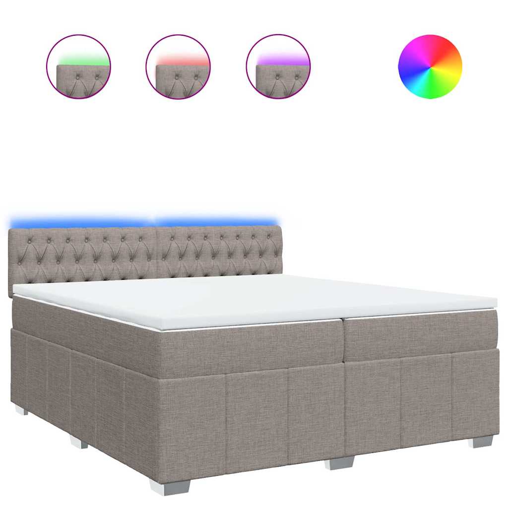 Κρεβάτι Boxspring με Στρώμα Taupe 200x200 εκ. Υφασμάτινο - Pakobazaar