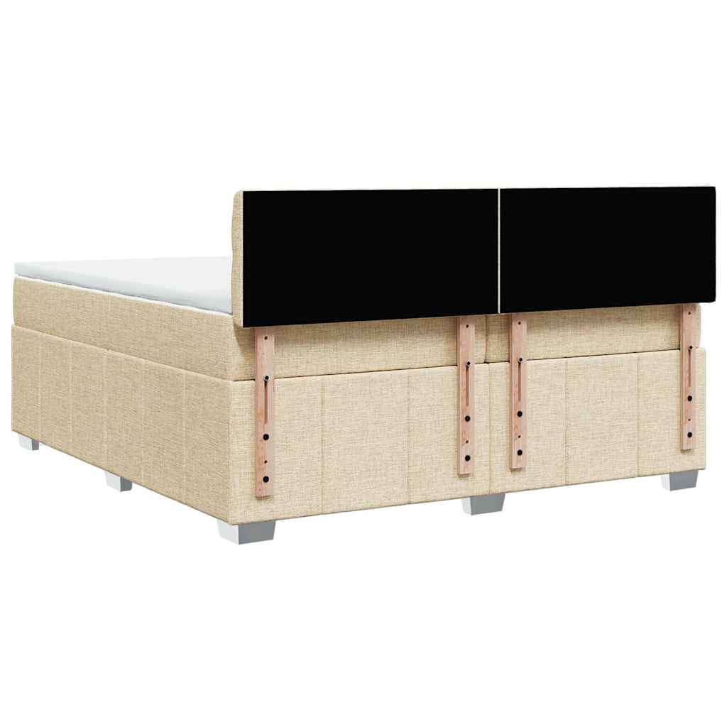 Κρεβάτι Boxspring με Στρώμα Κρεμ 200x200 εκ. Υφασμάτινο - Pakobazaar
