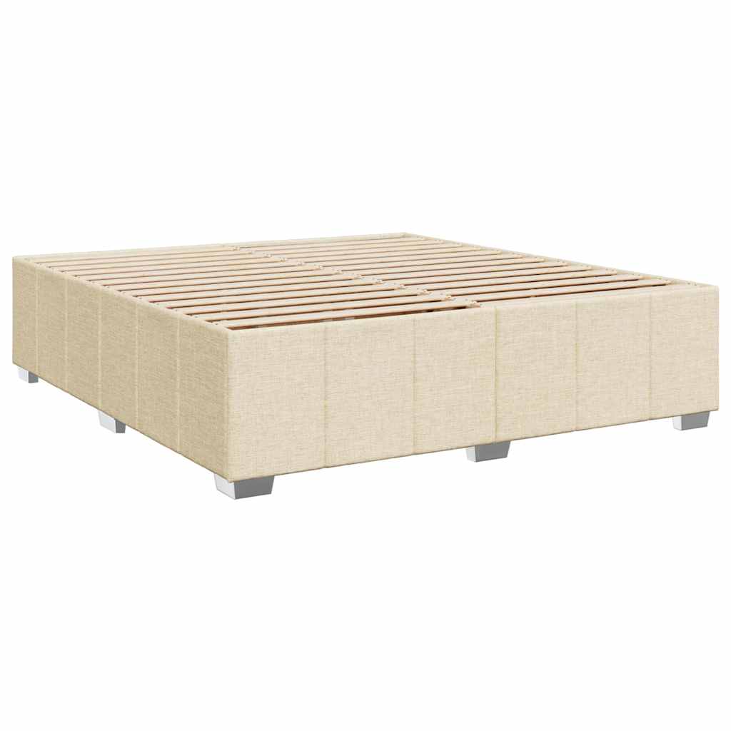 Κρεβάτι Boxspring με Στρώμα Κρεμ 200x200 εκ. Υφασμάτινο - Pakobazaar