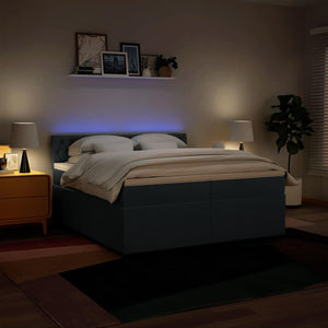 Κρεβάτι Boxspring με Στρώμα Μπλε 200x200 εκ. Υφασμάτινο - Pakobazaar