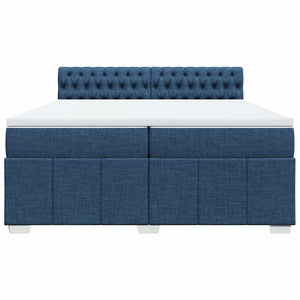Κρεβάτι Boxspring με Στρώμα Μπλε 200x200 εκ. Υφασμάτινο - Pakobazaar