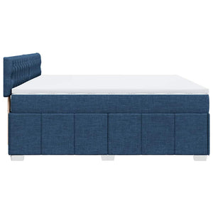 Κρεβάτι Boxspring με Στρώμα Μπλε 200x200 εκ. Υφασμάτινο - Pakobazaar