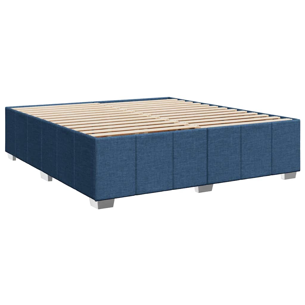Κρεβάτι Boxspring με Στρώμα Μπλε 200x200 εκ. Υφασμάτινο - Pakobazaar