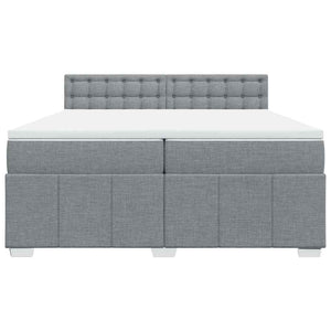 Κρεβάτι Boxspring με Στρώμα Ανοιχτό Γκρι 200x200 εκ. Υφασμάτινο - Pakobazaar