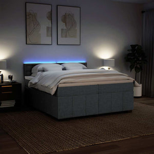 Κρεβάτι Boxspring με Στρώμα Σκούρο Γκρι 200x200 εκ. Υφασμάτινο - Pakobazaar