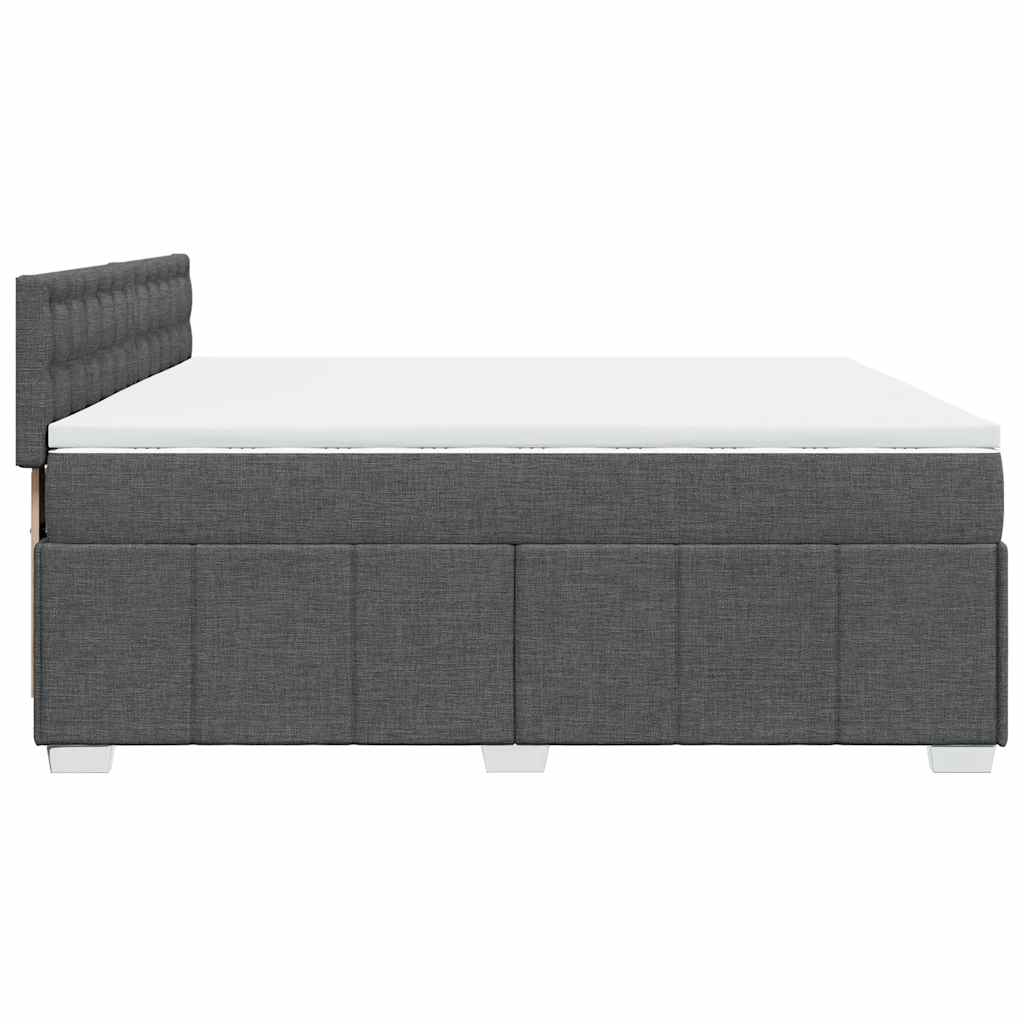 Κρεβάτι Boxspring με Στρώμα Σκούρο Γκρι 200x200 εκ. Υφασμάτινο - Pakobazaar