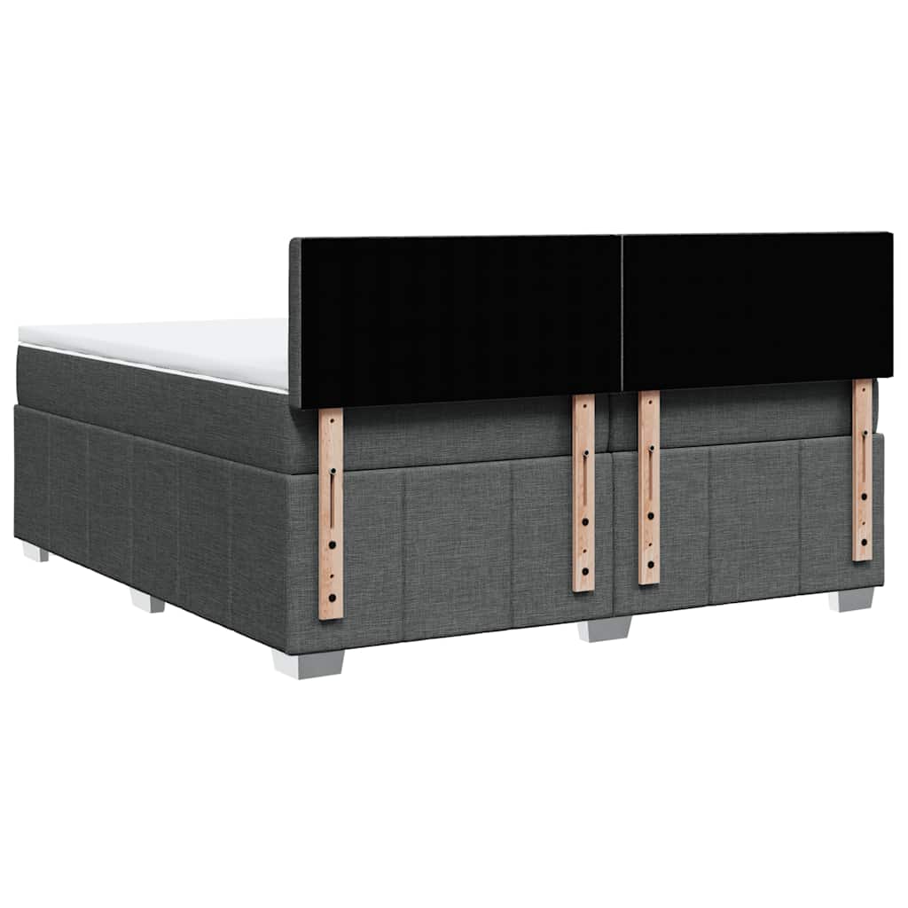 Κρεβάτι Boxspring με Στρώμα Σκούρο Γκρι 200x200 εκ. Υφασμάτινο - Pakobazaar