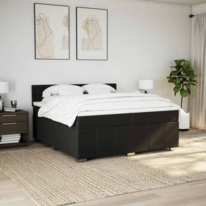 Κρεβάτι Boxspring με Στρώμα Μαύρο 200x200 εκ. Υφασμάτινο - Pakobazaar