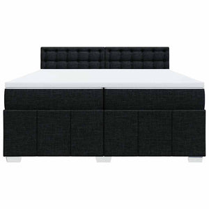 Κρεβάτι Boxspring με Στρώμα Μαύρο 200x200 εκ. Υφασμάτινο - Pakobazaar