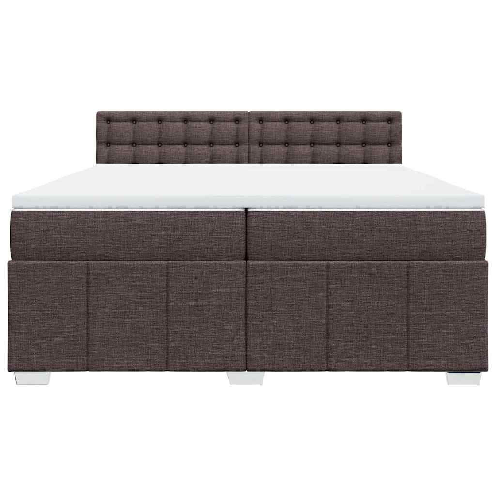 Κρεβάτι Boxspring με Στρώμα Σκούρο Καφέ 200x200 εκ. Υφασμάτινο - Pakobazaar