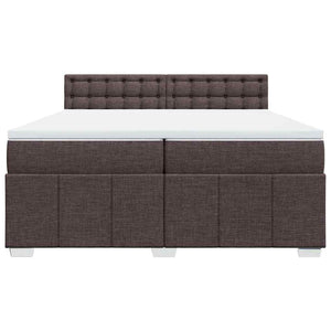 Κρεβάτι Boxspring με Στρώμα Σκούρο Καφέ 200x200 εκ. Υφασμάτινο - Pakobazaar