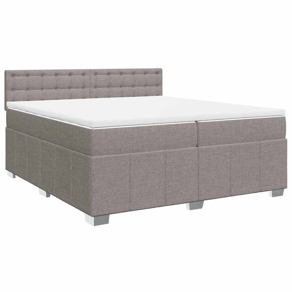 Κρεβάτι Boxspring με Στρώμα Taupe 200x200 εκ. Υφασμάτινο - Pakobazaar