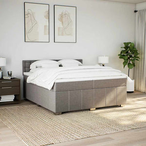Κρεβάτι Boxspring με Στρώμα Taupe 200x200 εκ. Υφασμάτινο - Pakobazaar