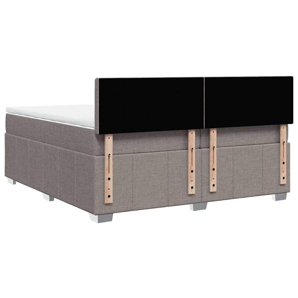 Κρεβάτι Boxspring με Στρώμα Taupe 200x200 εκ. Υφασμάτινο - Pakobazaar