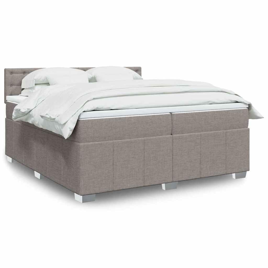 Κρεβάτι Boxspring με Στρώμα Taupe 200x200 εκ. Υφασμάτινο - Pakobazaar