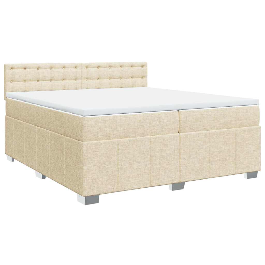 Κρεβάτι Boxspring με Στρώμα Κρεμ 200x200 εκ. Υφασμάτινο - Pakobazaar