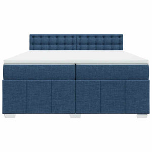Κρεβάτι Boxspring με Στρώμα Μπλε 200x200 εκ. Υφασμάτινο - Pakobazaar
