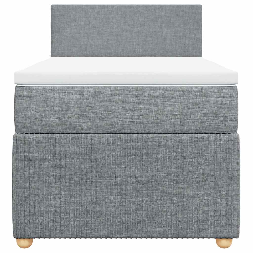 Κρεβάτι Boxspring με Στρώμα Ανοιχτό Γκρι 80x200 εκ. Υφασμάτινο - Pakobazaar