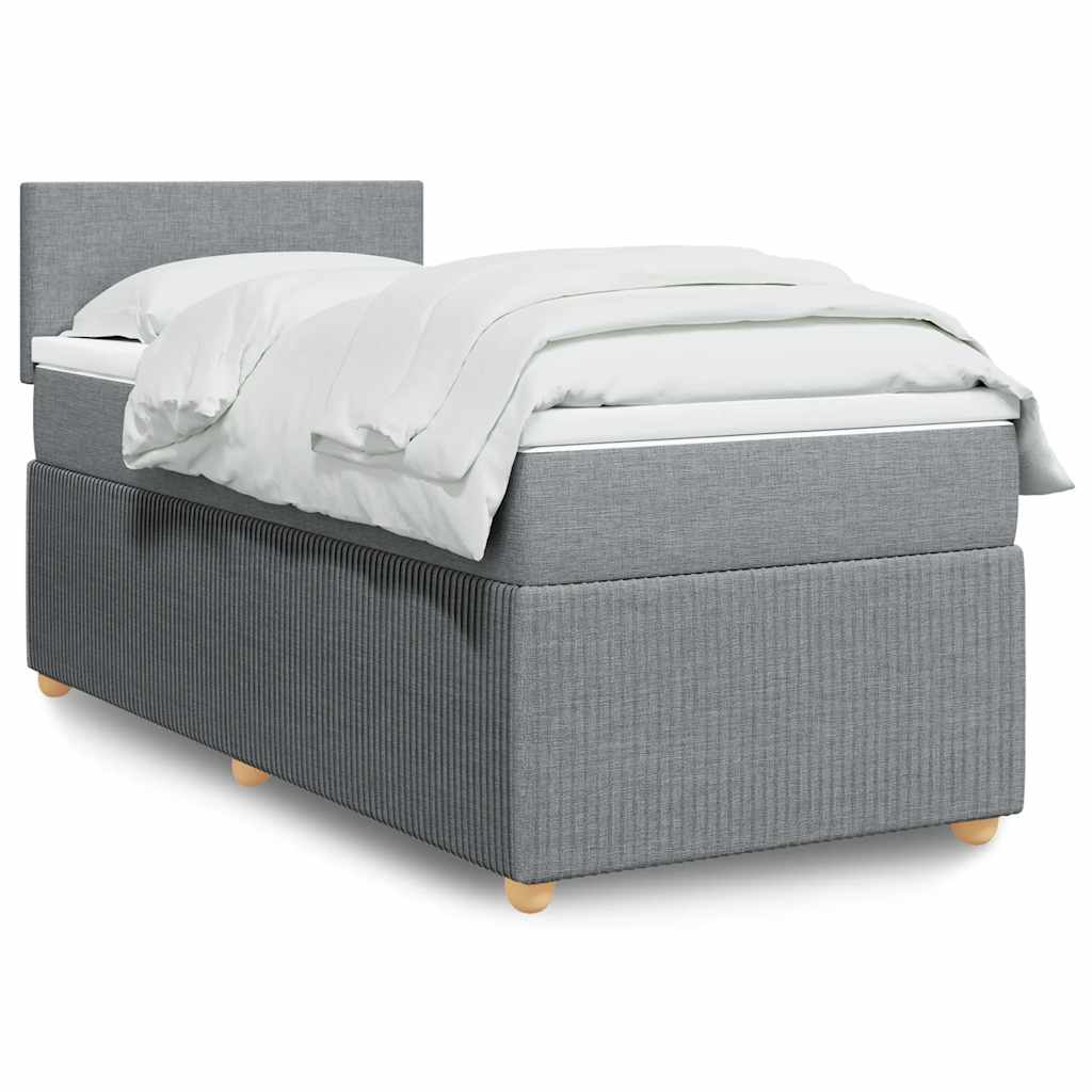 Κρεβάτι Boxspring με Στρώμα Ανοιχτό Γκρι 80x200 εκ. Υφασμάτινο - Pakobazaar