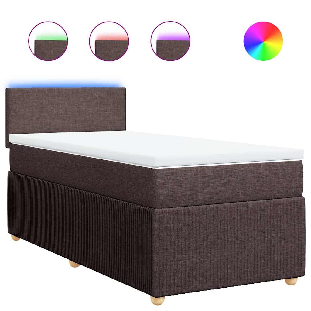 Κρεβάτι Boxspring με Στρώμα Σκούρο Καφέ 80x200 εκ. Υφασμάτινο