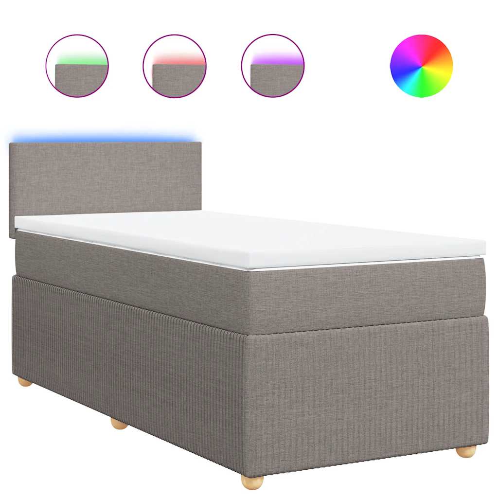 Κρεβάτι Boxspring με Στρώμα Taupe 80x200 εκ. Υφασμάτινο - Pakobazaar