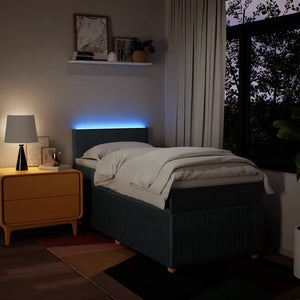 Κρεβάτι Boxspring με Στρώμα Μπλε 80x200 εκ. Υφασμάτινο