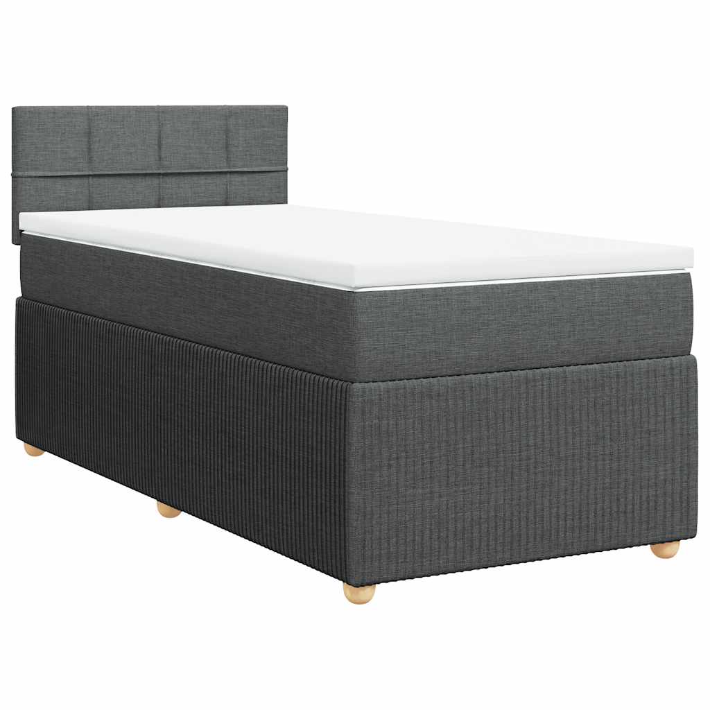 Κρεβάτι Boxspring με Στρώμα Σκούρο Γκρι 80x200 εκ. Υφασμάτινο - Pakobazaar