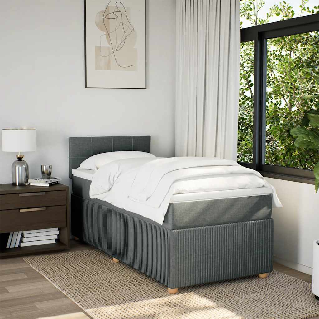 Κρεβάτι Boxspring με Στρώμα Σκούρο Γκρι 80x200 εκ. Υφασμάτινο - Pakobazaar