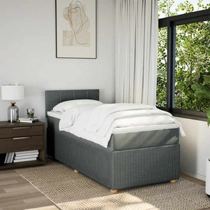 Κρεβάτι Boxspring με Στρώμα Σκούρο Γκρι 80x200 εκ. Υφασμάτινο - Pakobazaar