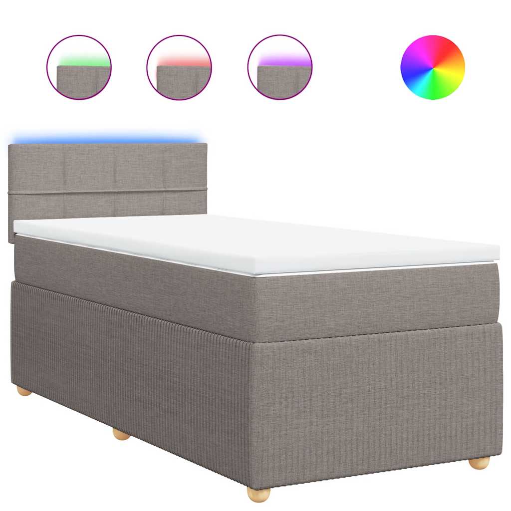 Κρεβάτι Boxspring με Στρώμα Taupe 80x200 εκ. Υφασμάτινο