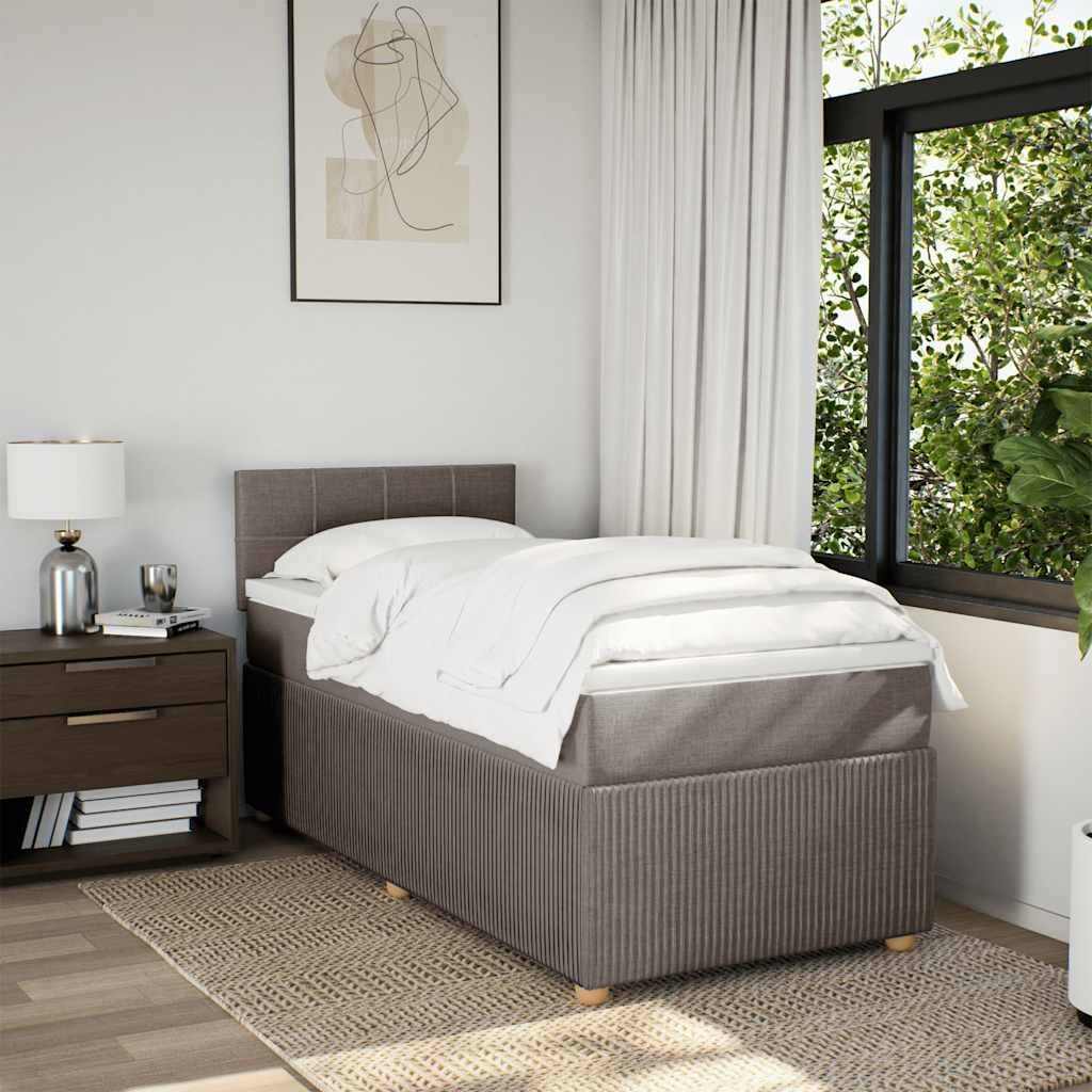 Κρεβάτι Boxspring με Στρώμα Taupe 80x200 εκ. Υφασμάτινο