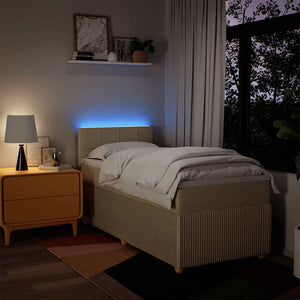 Κρεβάτι Boxspring με Στρώμα Κρεμ 80 x 200 εκ. Υφασμάτινο - Pakobazaar