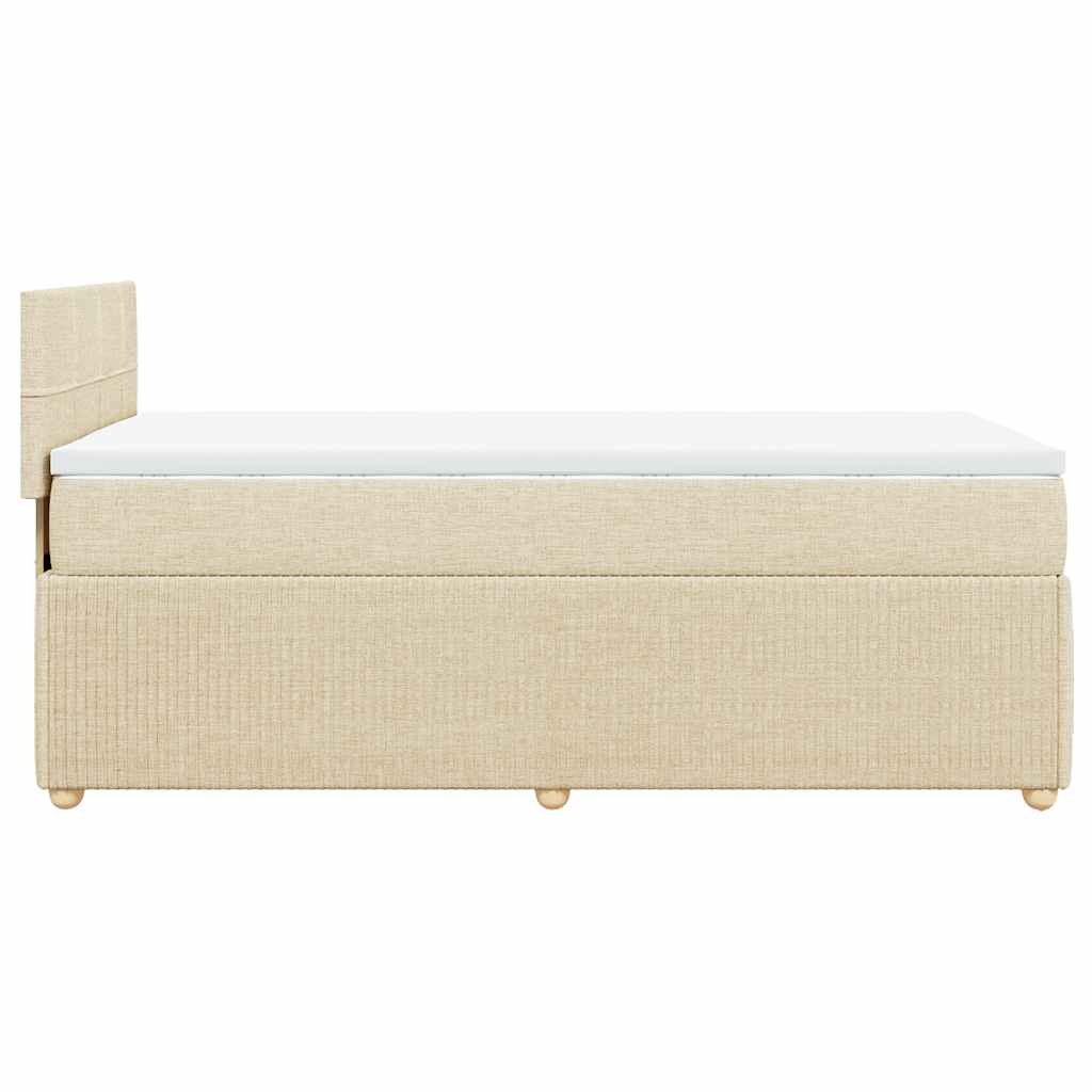 Κρεβάτι Boxspring με Στρώμα Κρεμ 80 x 200 εκ. Υφασμάτινο - Pakobazaar