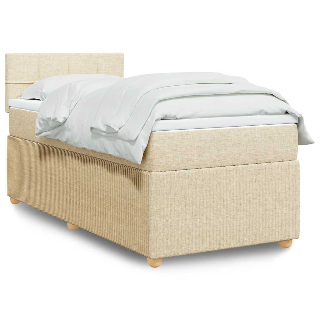 Κρεβάτι Boxspring με Στρώμα Κρεμ 80 x 200 εκ. Υφασμάτινο - Pakobazaar