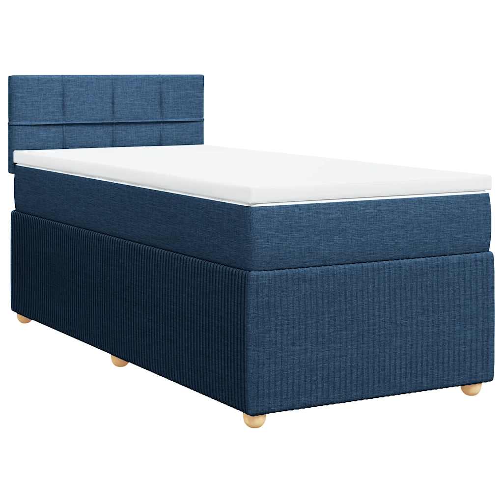 Κρεβάτι Boxspring με Στρώμα Μπλε 80x200 εκ. Υφασμάτινο - Pakobazaar