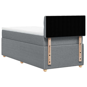 Κρεβάτι Boxspring με Στρώμα Ανοιχτό Γκρι 80x200 εκ. Υφασμάτινο - Pakobazaar