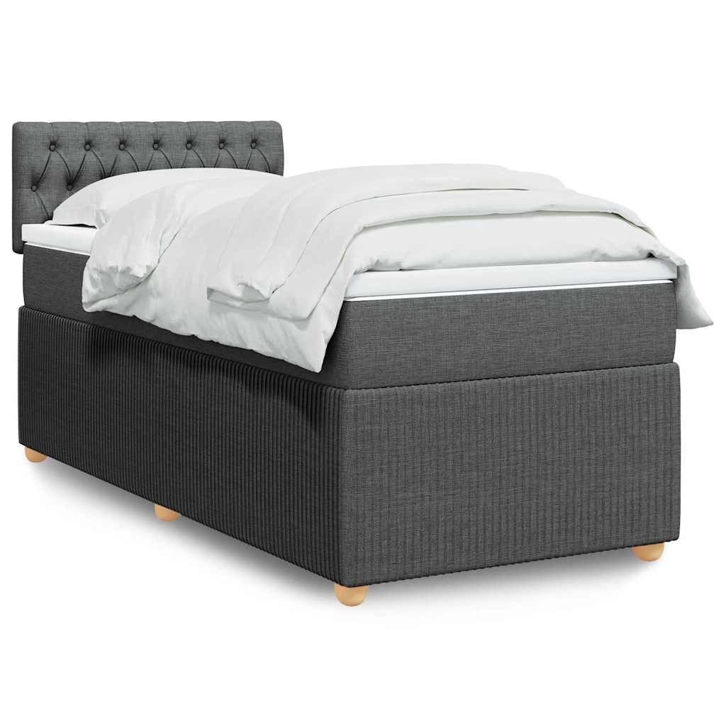 Κρεβάτι Boxspring με Στρώμα Σκούρο Γκρι 80x200 εκ. Υφασμάτινο - Pakobazaar