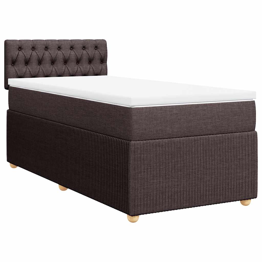 Κρεβάτι Boxspring με Στρώμα Σκούρο Καφέ 80x200 εκ. Υφασμάτινο - Pakobazaar