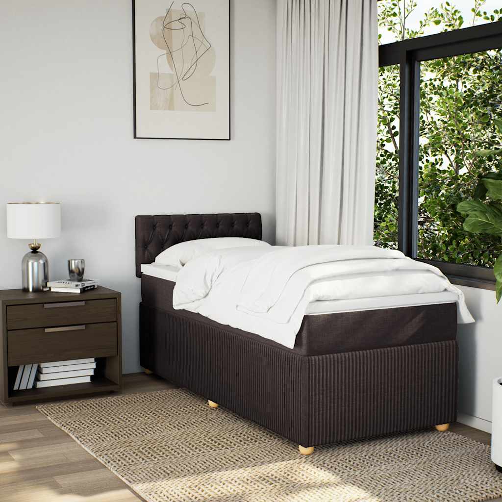 Κρεβάτι Boxspring με Στρώμα Σκούρο Καφέ 80x200 εκ. Υφασμάτινο - Pakobazaar
