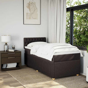 Κρεβάτι Boxspring με Στρώμα Σκούρο Καφέ 80x200 εκ. Υφασμάτινο - Pakobazaar
