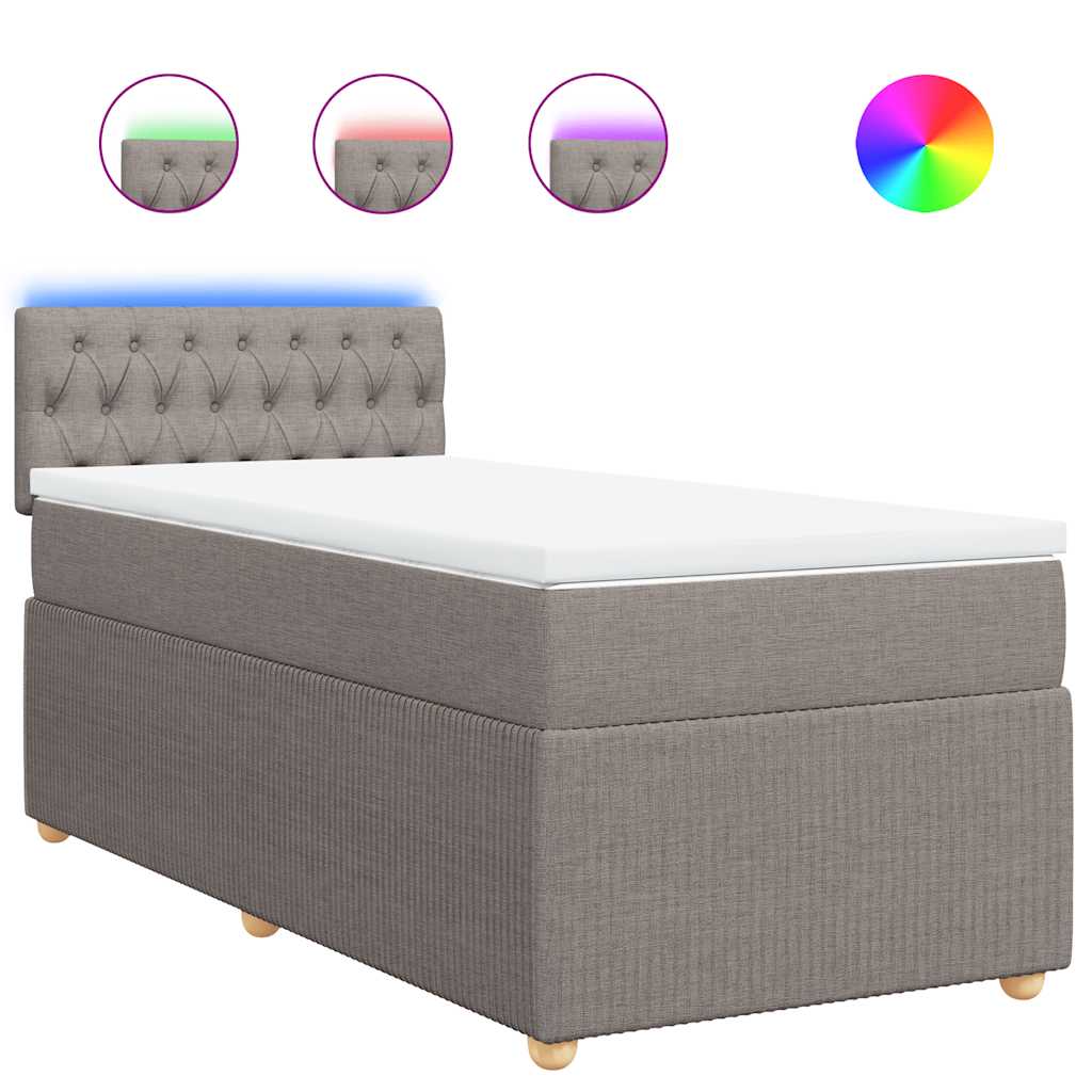 Κρεβάτι Boxspring με Στρώμα Taupe 80x200 εκ. Υφασμάτινο