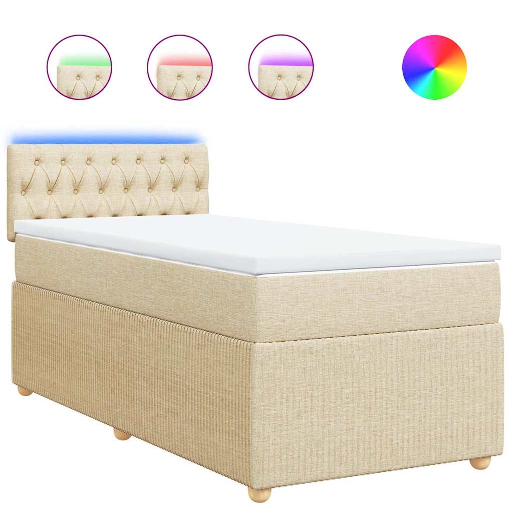 Κρεβάτι Boxspring με Στρώμα Κρεμ 80 x 200 εκ. Υφασμάτινο