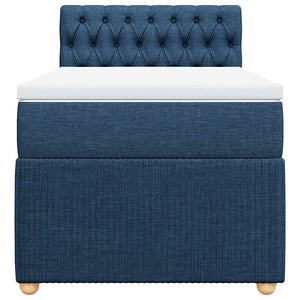 Κρεβάτι Boxspring με Στρώμα Μπλε 80x200 εκ. Υφασμάτινο