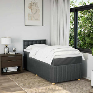Κρεβάτι Boxspring με Στρώμα Σκούρο Γκρι 80x200 εκ. Υφασμάτινο - Pakobazaar