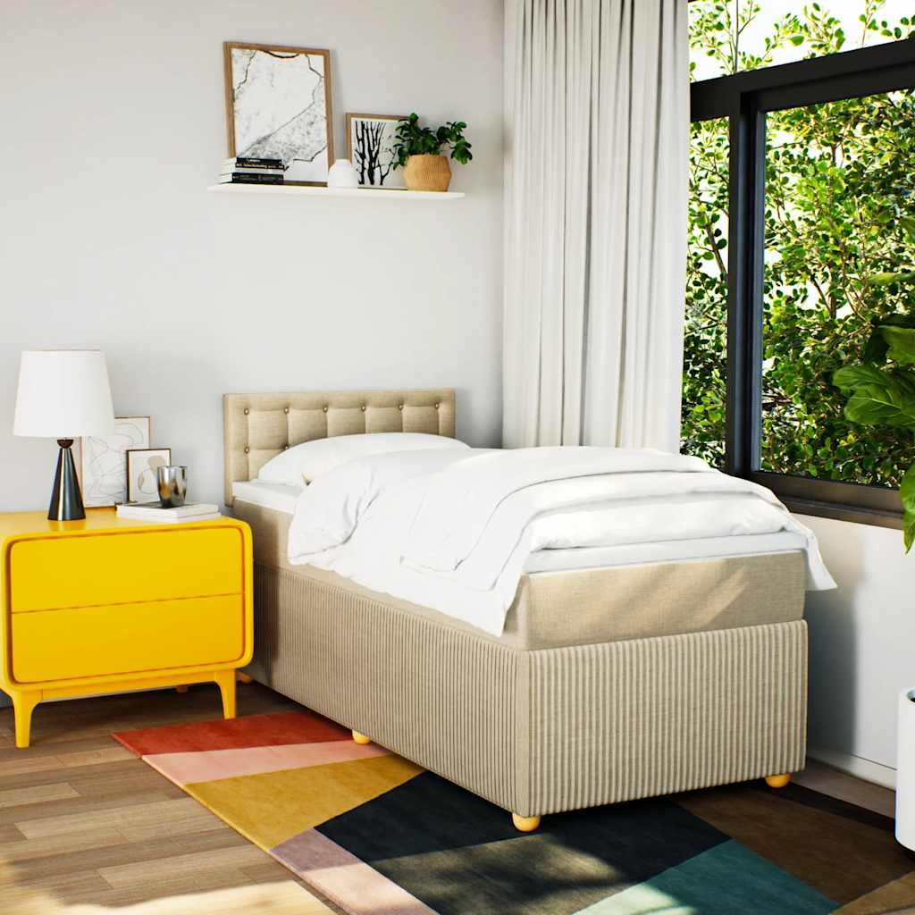 Κρεβάτι Boxspring με Στρώμα Κρεμ 80 x 200 εκ. Υφασμάτινο