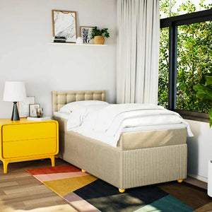 Κρεβάτι Boxspring με Στρώμα Κρεμ 80 x 200 εκ. Υφασμάτινο