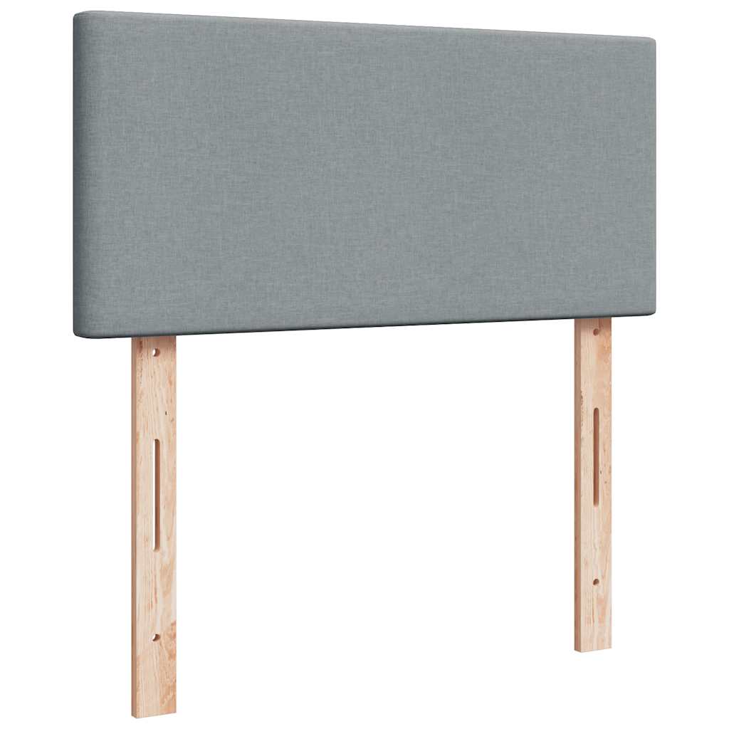 Κρεβάτι Boxspring με Στρώμα Ανοιχτό Γκρι 90x190 εκ. Υφασμάτινο - Pakobazaar